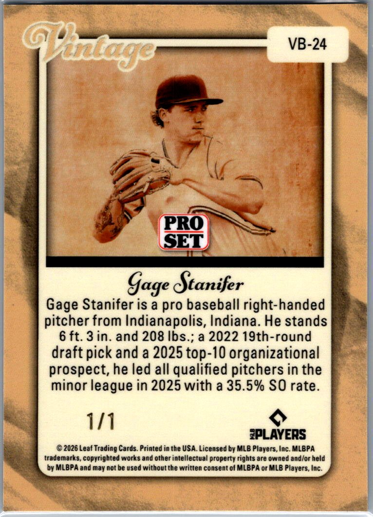 Gage Stanifer 2026 Pro Set Metal Lazer Silver Vintage 1/1