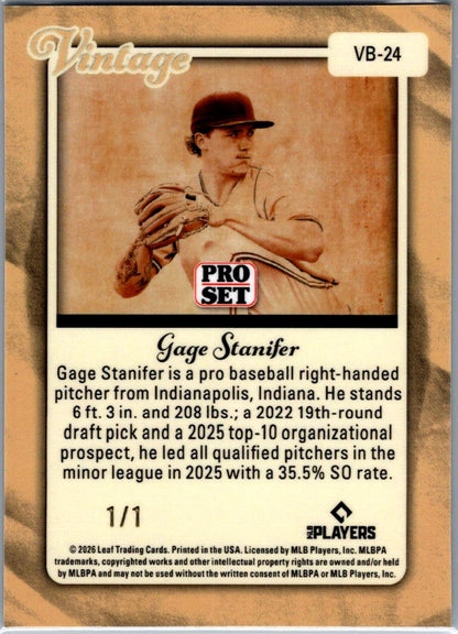 Gage Stanifer 2026 Pro Set Metal Lazer Silver Vintage 1/1