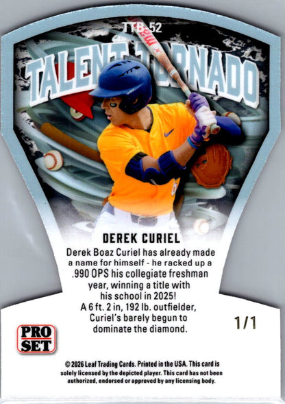 Derek Curiel 2026 Pro Set Talent Tornado Die Cut Laser Orange 1/1