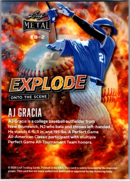 AJ Gracia 2026 Leaf Metal Explode on the Scene 1/2 University of Virginia