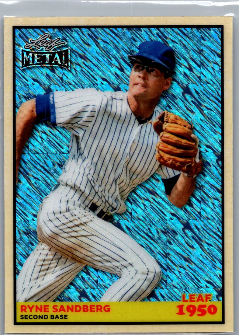 Ryne Sandberg Leaf Metal 1950 Blue Shimmer 1/1 Pre Production Proof