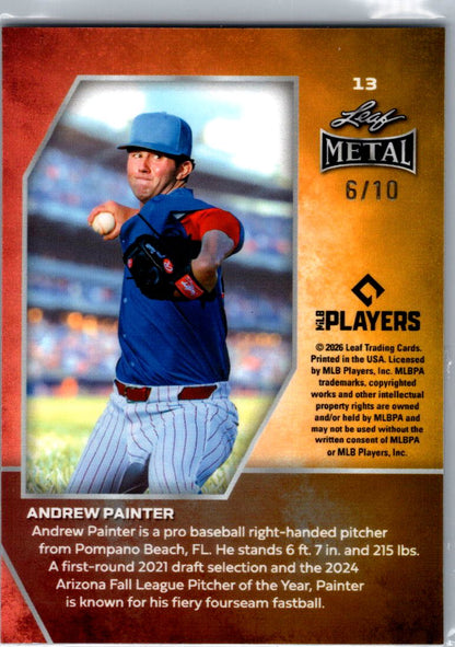 Andrew Painter 2026 Leaf Metal Silver Shimmer 6/10, Philadelphia Philles