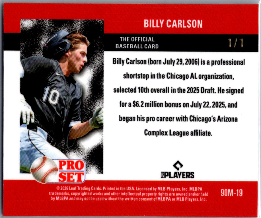 Billy Carlson 2026 Pro Set Purple Mini /1  - Chicago Whitesox