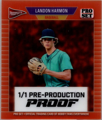 Landon Harmon 2026 Pro Set Orange Acetate 1/1 Proof - Washington Nationals