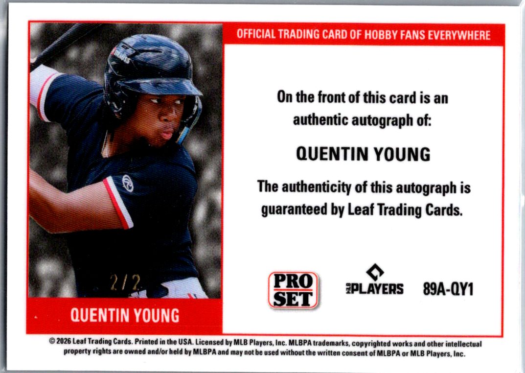 Quentin Young 2026 Pro Set Prospects /2 Black Auto - Minnesota Twins