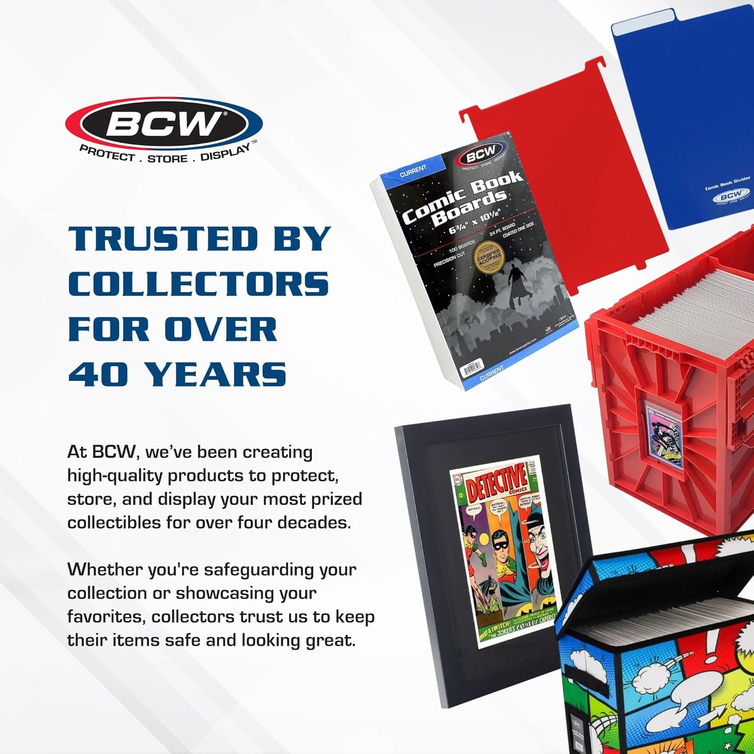 Comic Bin, Black - Holds 150 Comics, Acid Free Storage and Organizer, Heavy Duty Plastic, Stackable, Includes Partition