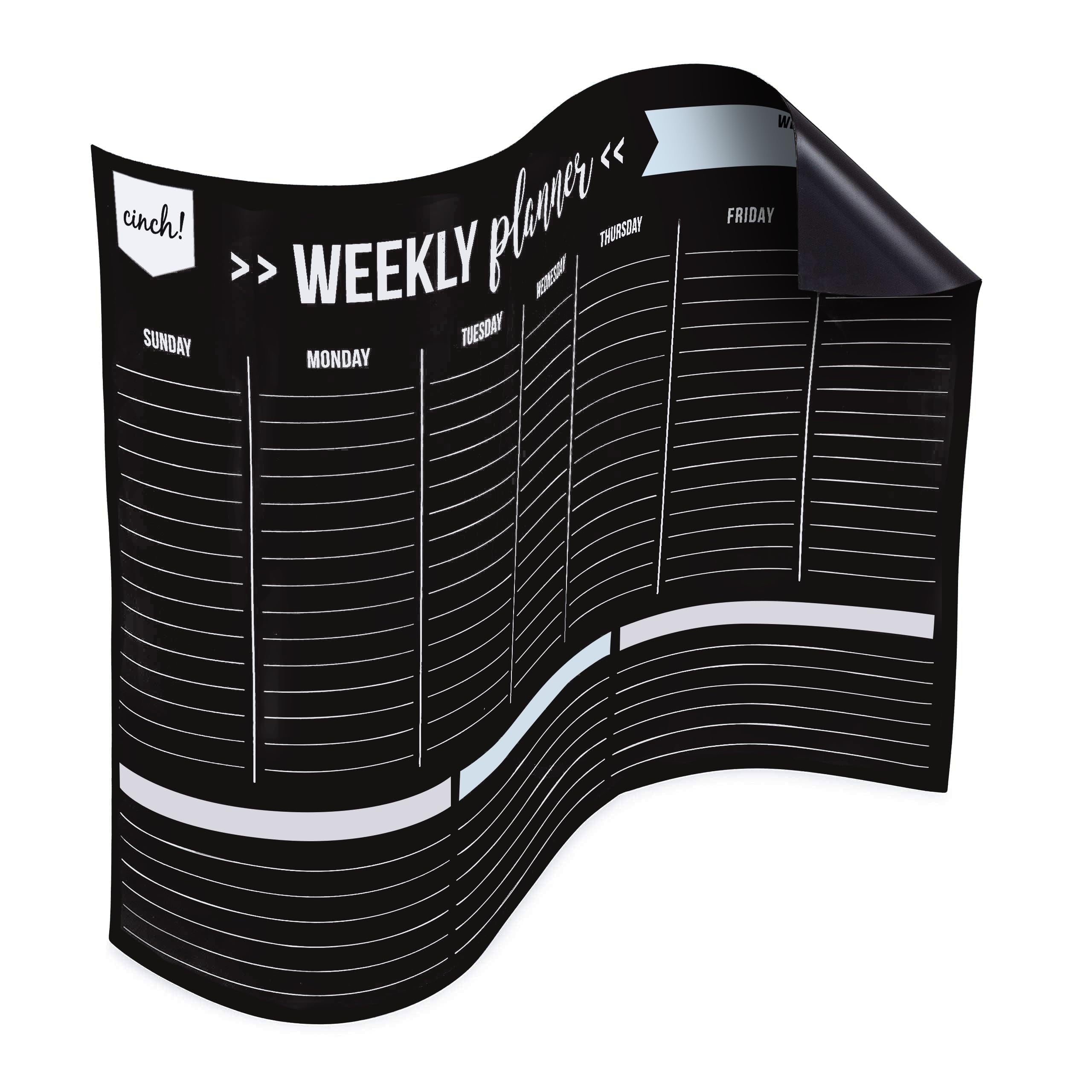 17X12-Inch Magnetic Dry Erase Weekly Planner for Fridge - Black Weekly Calendar Board with 4 Fine Tip Markers and Large Eraser - Magnetic Fridge Organizer, Meal Planning, and Dry Erase Board