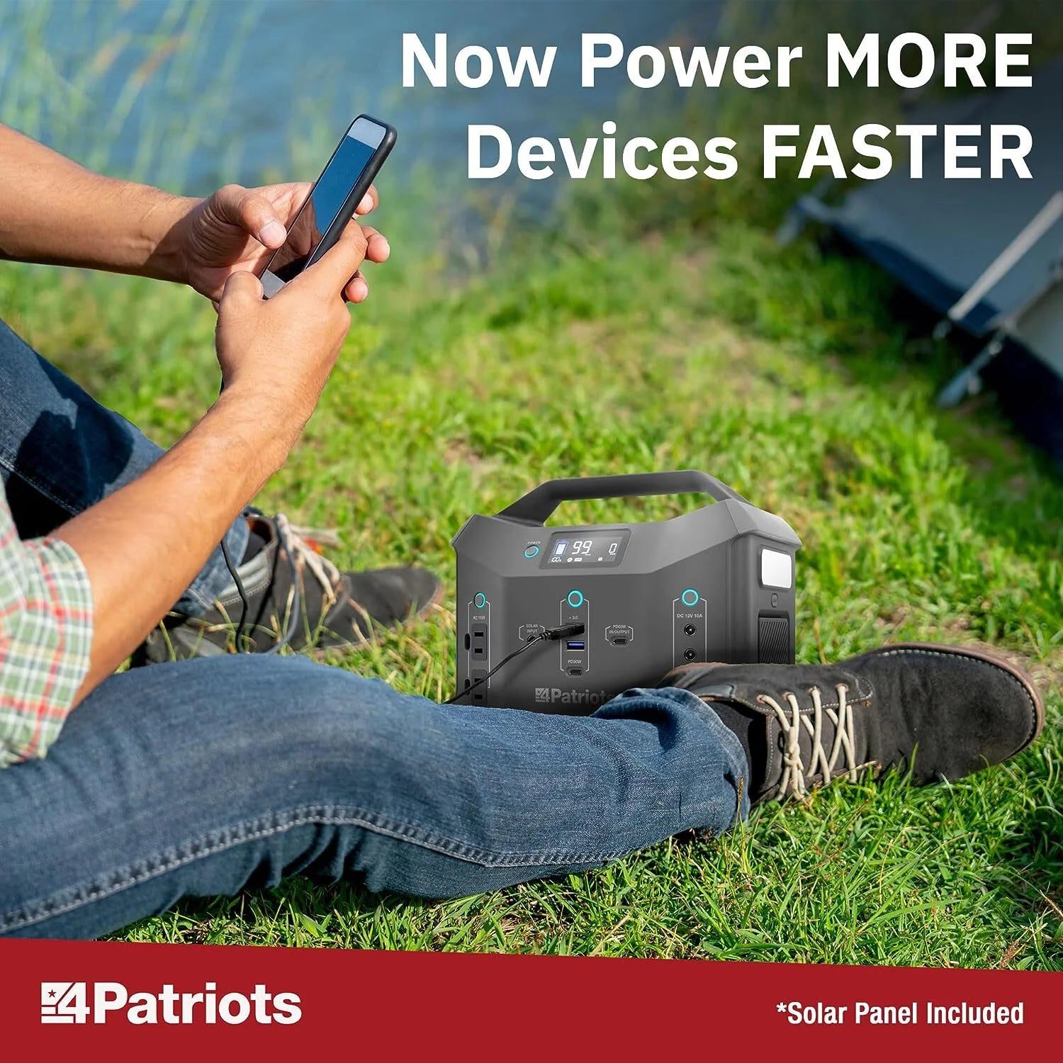 Patriot Power Sidekick Solar Generator, 300Wh Portable Power Station with 40 Watt Solar Panel, AC Fast Charging in 5 Hours, Dual 110V AC Outlets, Only 8 Lbs