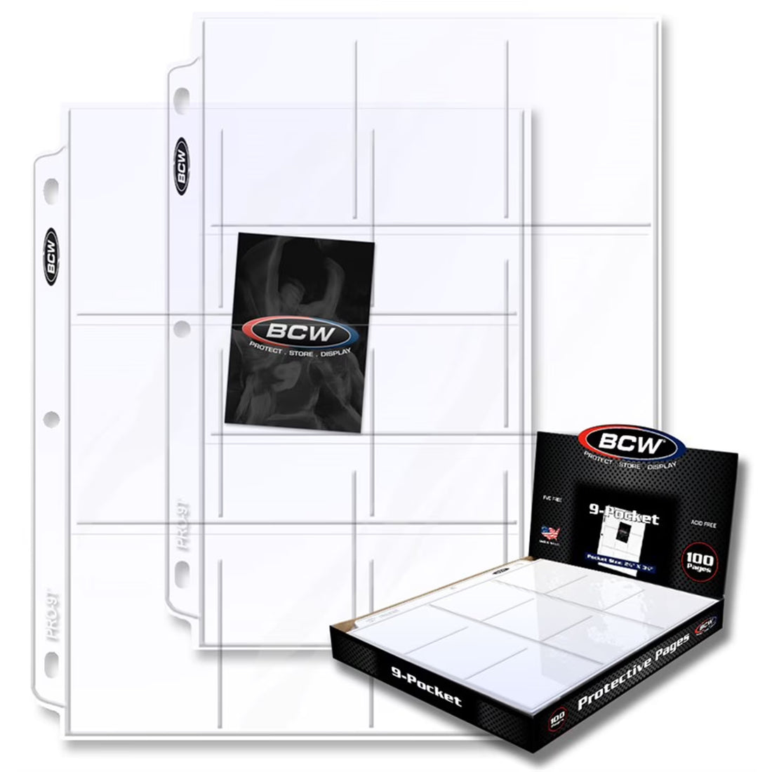 9-Pocket Plastic Sheets- 100 Pack