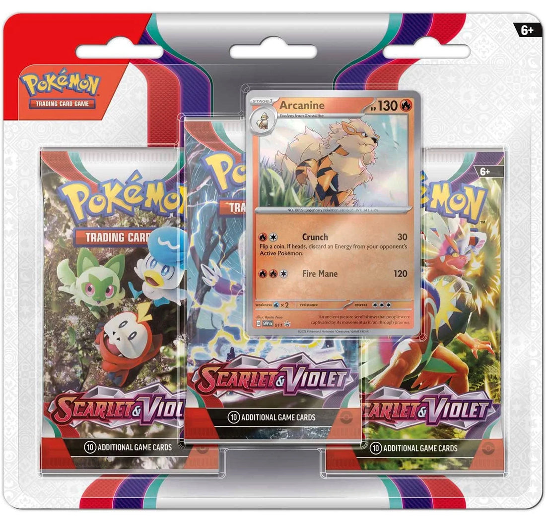 Scarlet &amp; Violet Base Set Arcanine Special Edition (3 Booster Packs &amp; 1 Foil Promo Card)