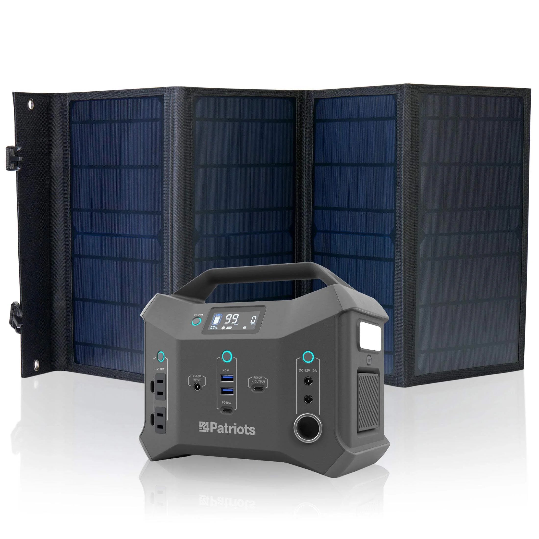 Patriot Power Sidekick Solar Generator, 300Wh Portable Power Station with 40 Watt Solar Panel, AC Fast Charging in 5 Hours, Dual 110V AC Outlets, Only 8 Lbs